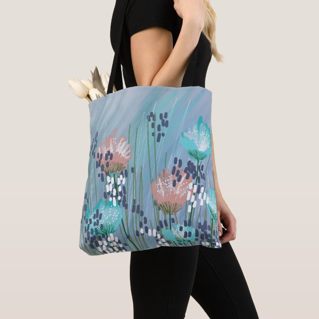 Bolsa Tote Trendy Modern Abstrato Floral (Close Up)