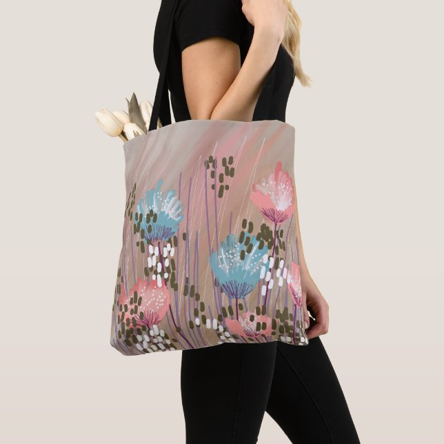 Bolsa Tote Trendy Modern Abstrato Floral (Close Up)