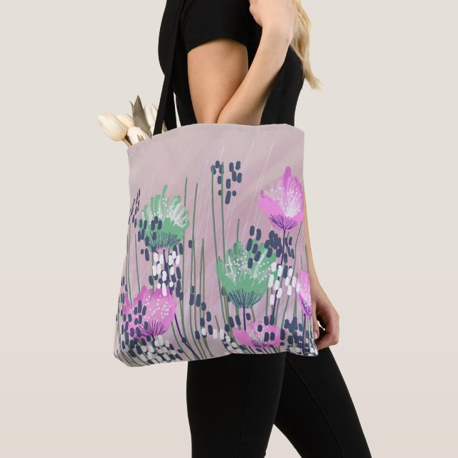 Bolsa Tote Trendy Modern Abstrato Floral (Close Up)
