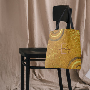 Bolsa Tote Trendy Modern Glam Rico Castanho Dourado Brilhante