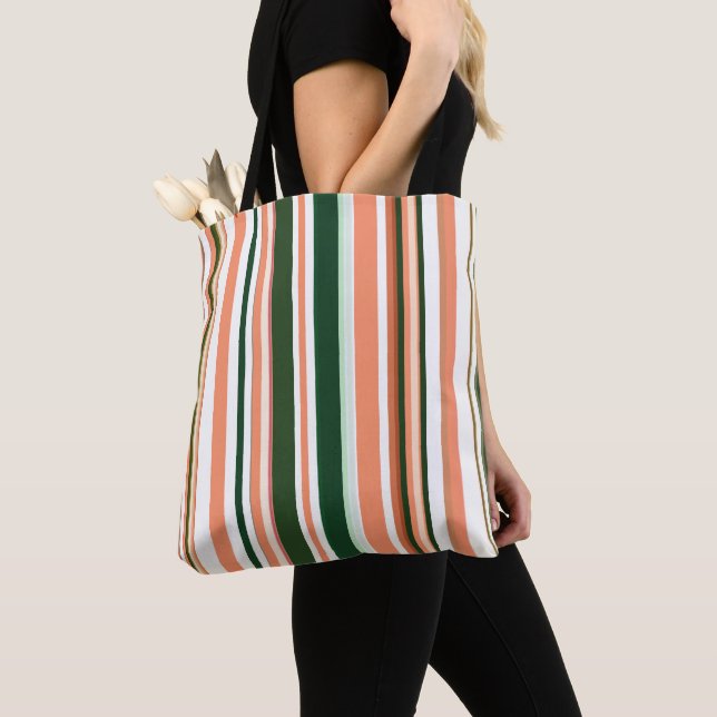 Bolsa Tote Trendy Modern Neutral Earth Tones Stripes (Close Up)