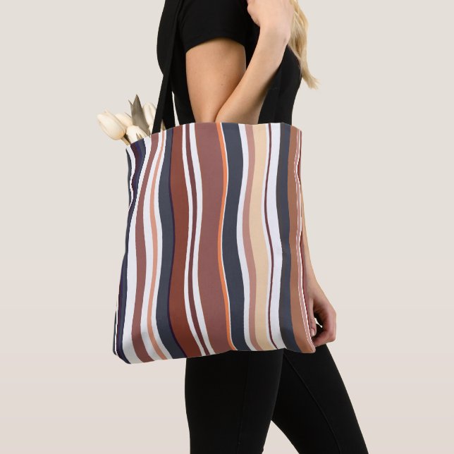Bolsa Tote Trendy Modern Rustic Stripes (Close Up)