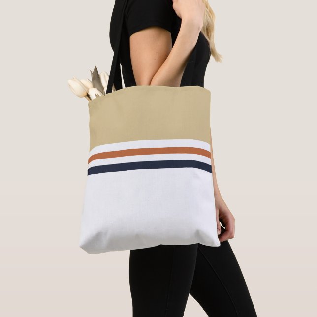 Bolsa Tote Trendy moderno Retro Stripes listradas (Close Up)