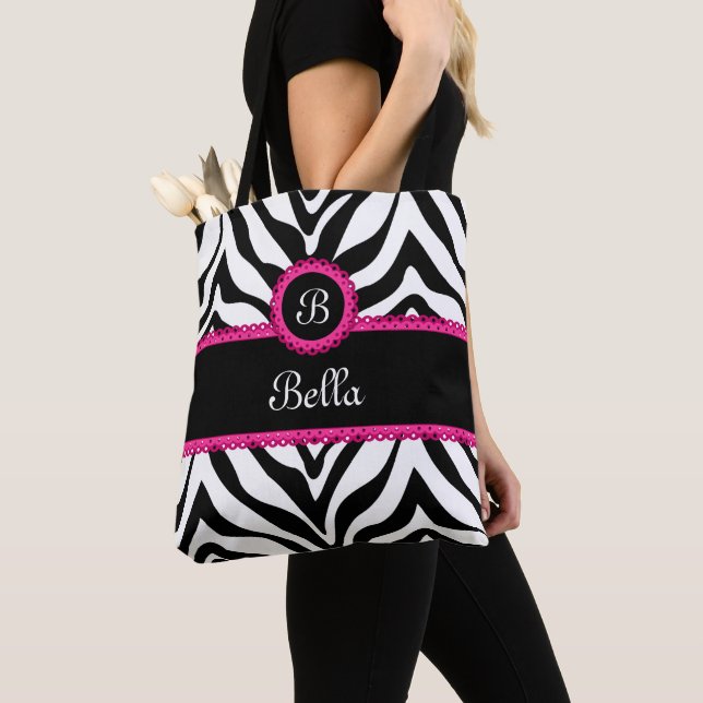 Bolsa Tote Trendy Monograma Zebra Stripes (Close Up)