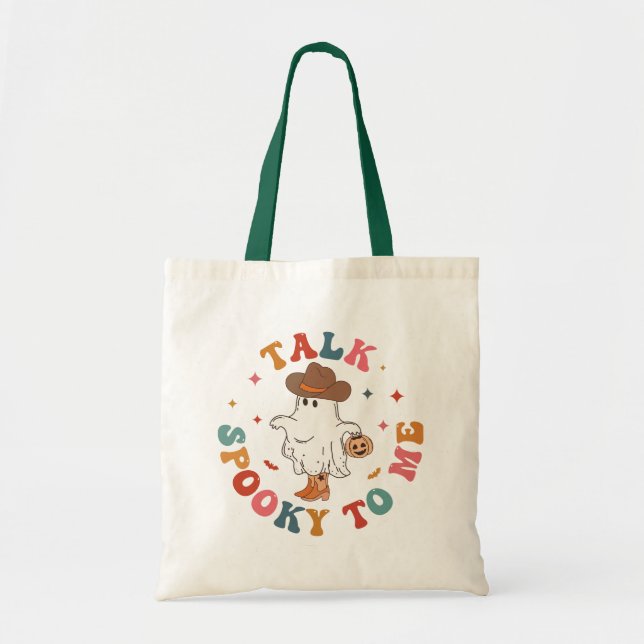 Bolsa Tote Trendy Na moda Groovy Script Halloween Engraçado (Frente)