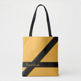 Bolsa Tote Trendy Personalized Mostard Yellow Stripes