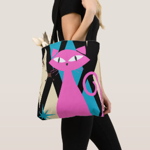 Bolsa Tote Trendy Retro Meio século Moderno Legal Cat