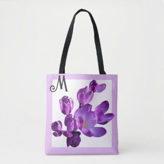 Bolsa Tote Trendy roxo crocus flores giras florais giras