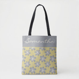 Bolsa Tote Trendy Ultimate Cinzas e padrão floral amarelo