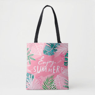 Bolsa Tote Trendy Vintage no verão trópico. Amarrar o sumá