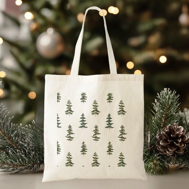 Bolsa Tote Trendy Winter | Padrão da árvore de Natal (Criador carregado)
