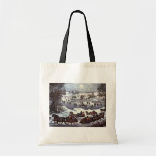 Bolsa Tote Trenós de Natal Antigos, Parque Central no Inverno