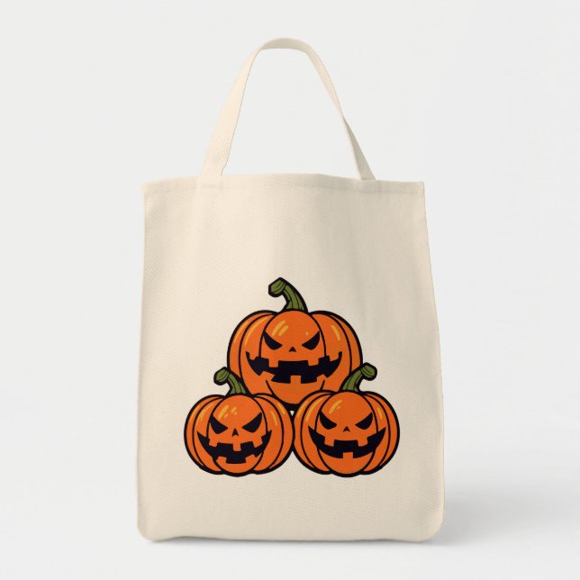 Bolsa Tote Três abóboras de jack o'lantern (Frente)