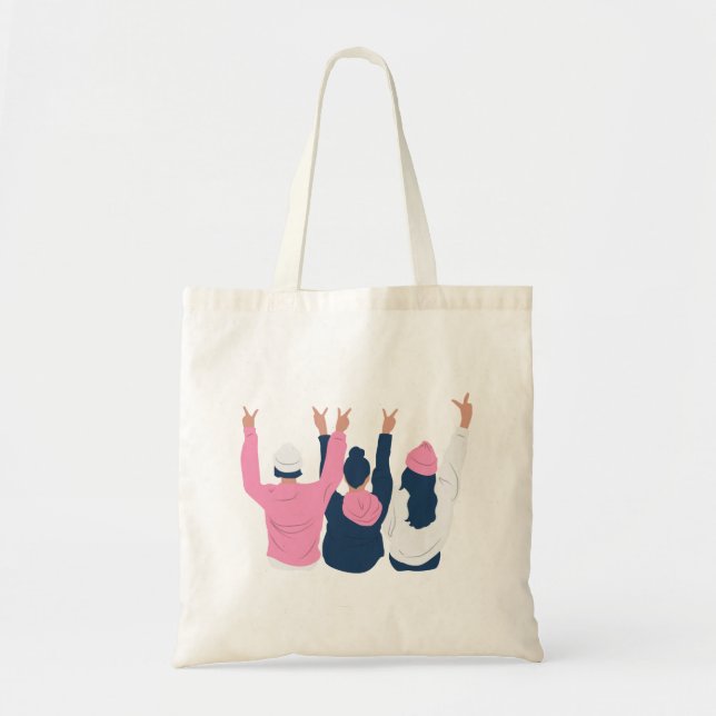 Bolsa Tote Três Amigos Fofos Menina (Frente)