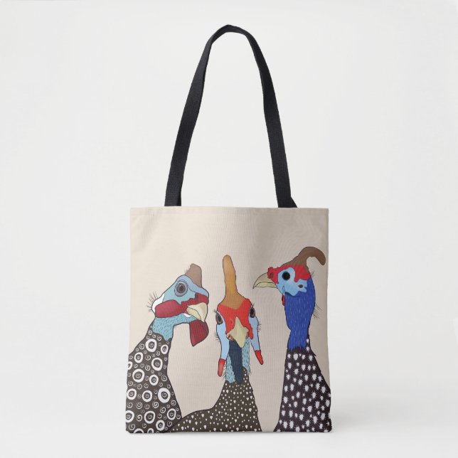 Bolsa Tote Três Aves De Cabra De Guiné Cortadas (Frente)
