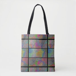 Bolsa Tote três blocos de formas abstrato multicolores