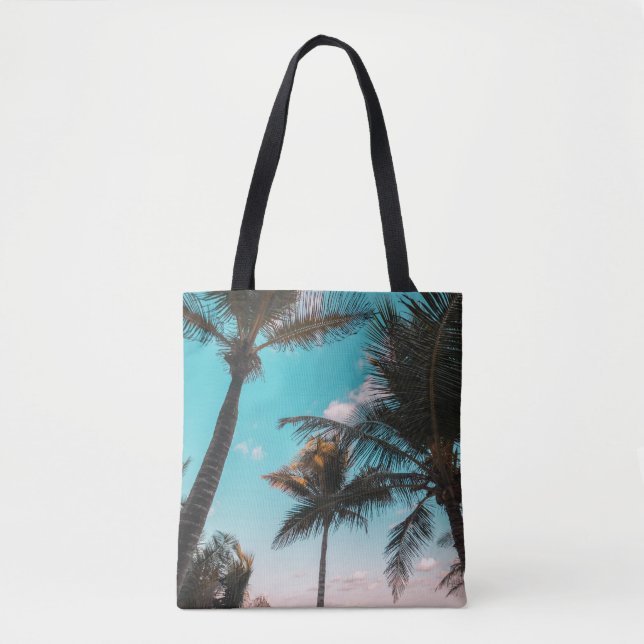 Bolsa Tote Três coqueiros em orla marítima (Frente)