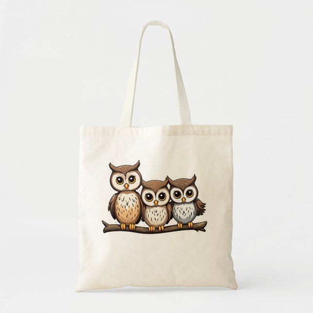 Bolsa Tote Três Coruja Bonita (Frente)