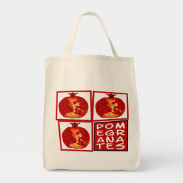 Bolsa Tote Três fatias de romãs com texto