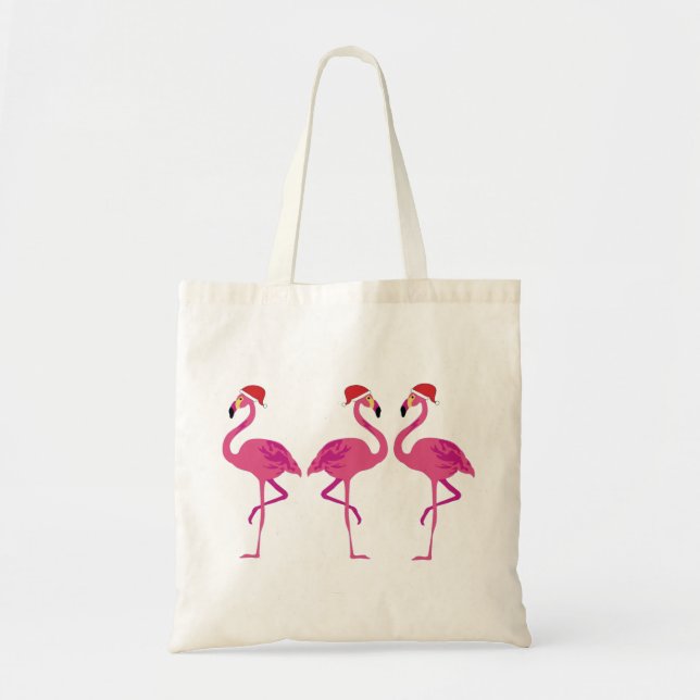 Bolsa Tote Três Flamingos de Natal (Frente)