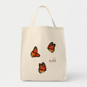 Bolsa Tote três Monarch Butterflies monogramados