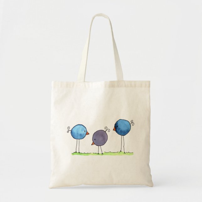 Bolsa Tote Três Pássaros Aquáticos Caprichosos (Frente)
