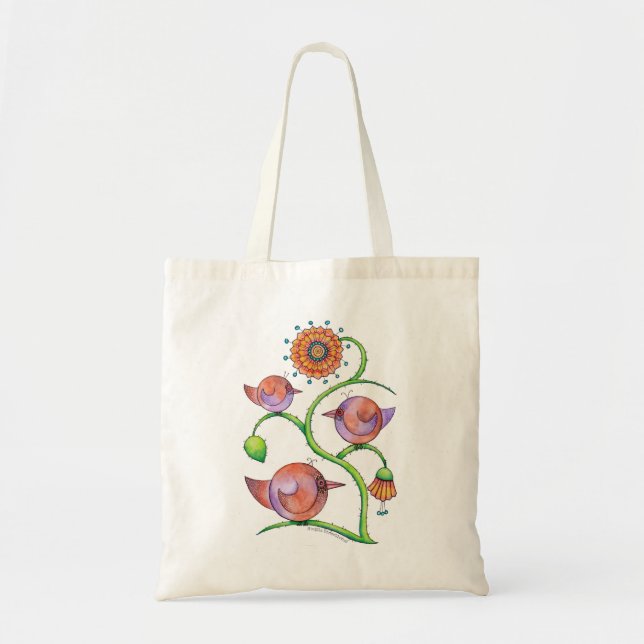 Bolsa Tote "Três pássaros de uma árvore" (Frente)