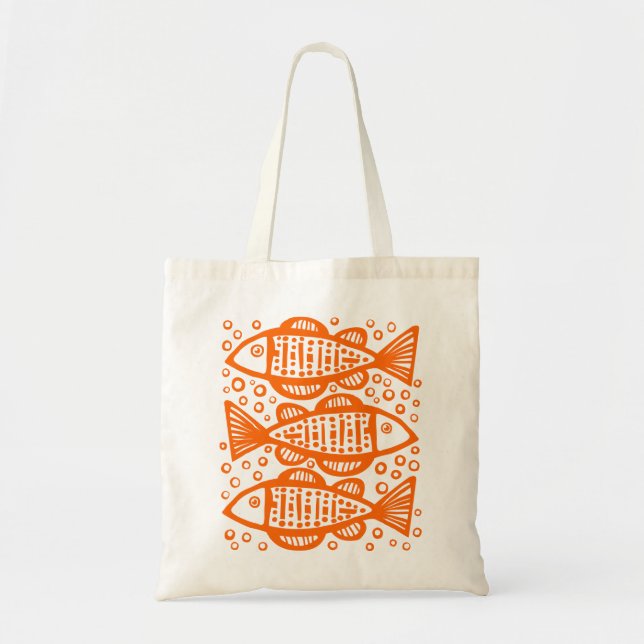 Bolsa Tote Três Peixes - Laranja (Frente)