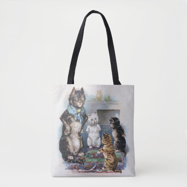 Bolsa Tote Três Pequenos Gatinhos e Mãe, Louis Wain (Frente)