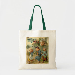 Bolsa Tote Três Pequenos Porcos Vintage Fairy Tale