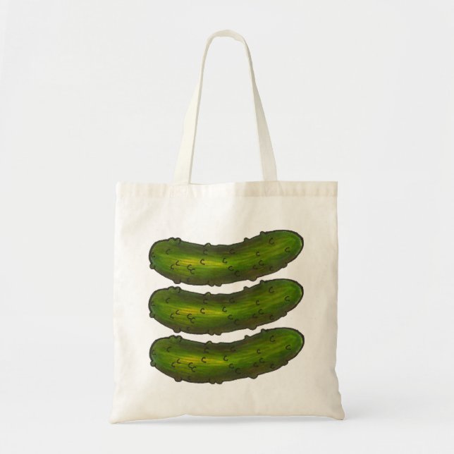 Bolsa Tote Três Picles Verdes Crunchy Pickles Kosher Pickle (Frente)