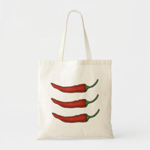 Bolsa Tote Três Pimentos Vermelhos Quentes Pimentões-Pimentos