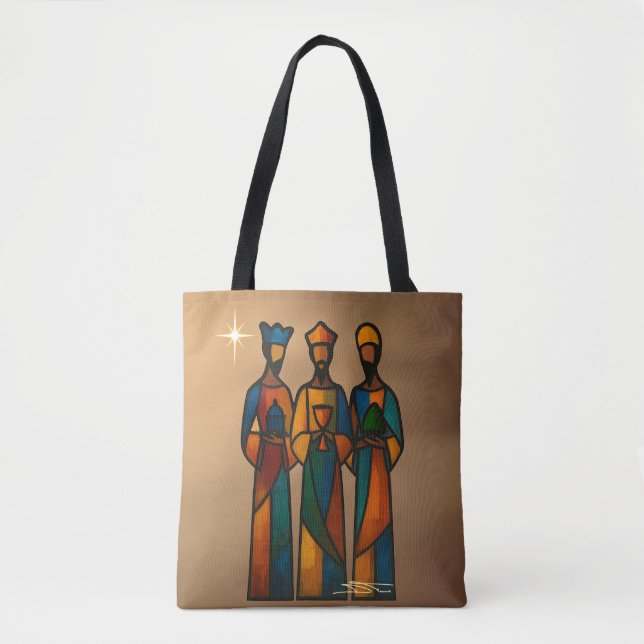 Bolsa Tote Três Reis Magos Abstratos (Frente)