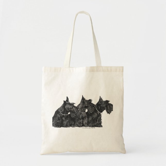 Bolsa Tote Três Terriers Escoceses Curiosos (Frente)