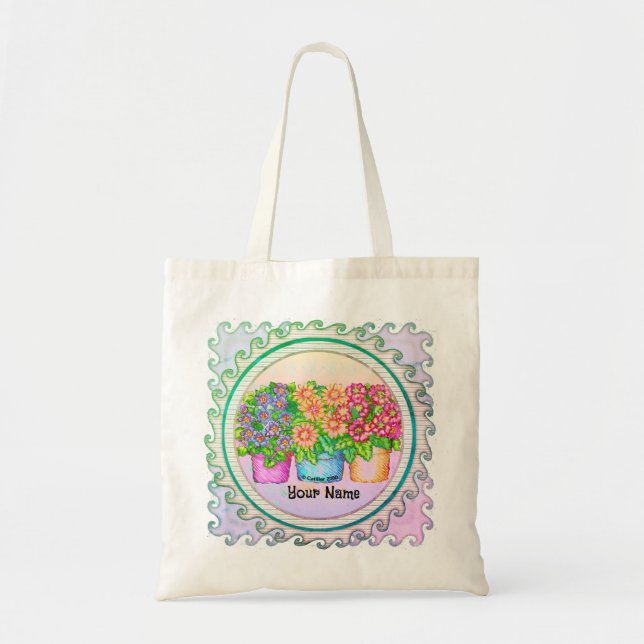Bolsa Tote Três Vasos Flores (Frente)