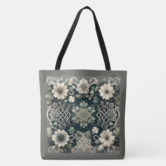 Bolsa Tote Trevo Celta Amuleto Floral (Frente)