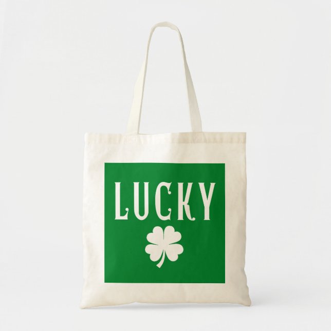 Bolsa Tote Trevo de Quatro Folhas Sortudo St Patrick dos Dois (Frente)