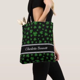 Bolsa Tote Trevo do Dia de São Patrício Personalizado com Pér