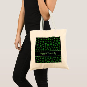 Bolsa Tote Trevo do Dia de São Patrício Personalizado em Pret