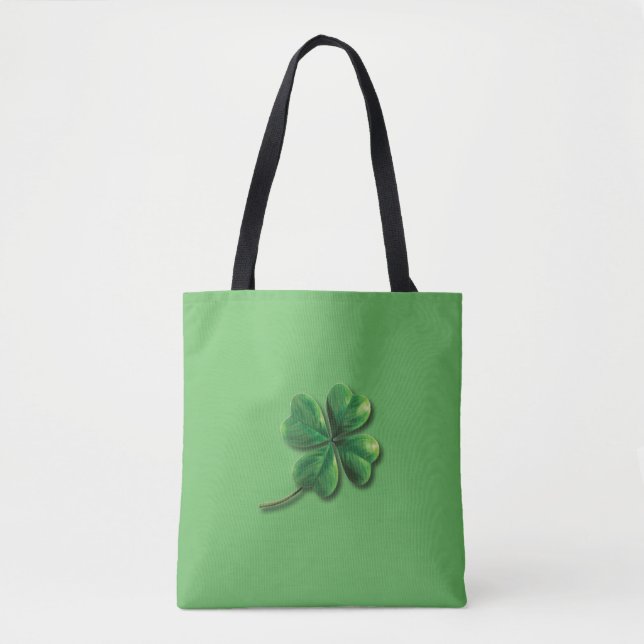 Bolsa Tote Trevo Irlandês Verde Moderno (Frente)