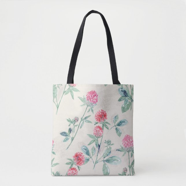 Bolsa Tote Trevo, shamrock em bege. (Frente)