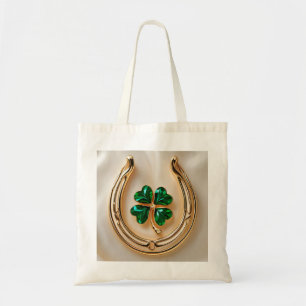 Bolsa Tote Trevo sortudo com ferradura Dourada