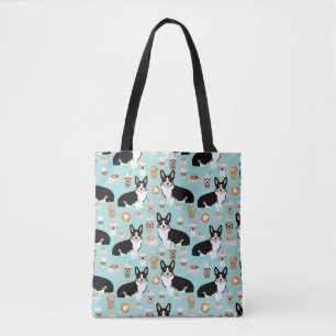 Bolsa Tote Tri café do Corgi - azul