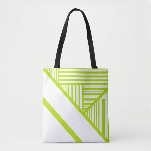 Bolsa Tote Triângulo em Verde limão e Branco (Frente)