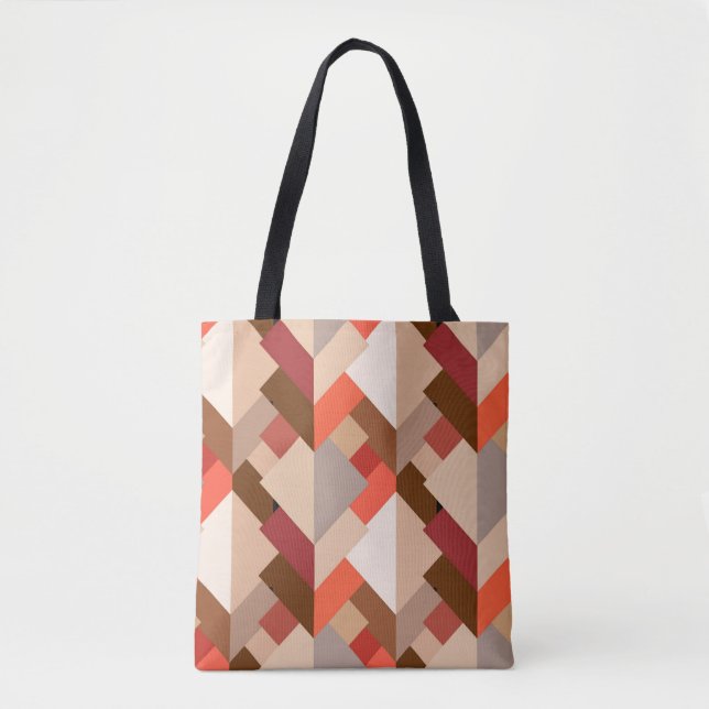 Bolsa Tote Triângulos Abstrato modernos, castanho, taupe e la (Frente)