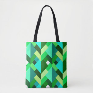 Bolsa Tote Triângulos Abstrato modernos, Emerald Green e Aqu