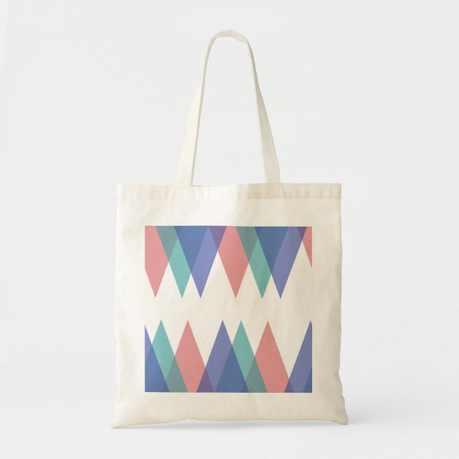 Bolsa Tote Triângulos azuis e corais (Frente)