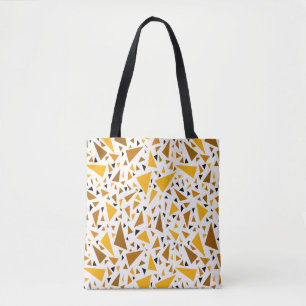 Bolsa Tote Triângulos castanhos amarelos sobre fundo retroati