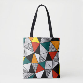 Bolsa Tote triângulos coloridos padrão geométrico