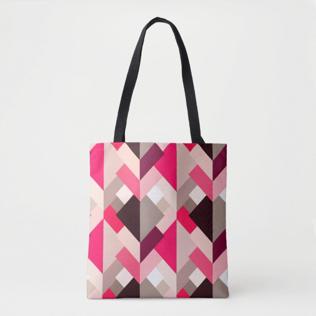 Bolsa Tote Triângulos de Abstrato modernos, cor-de-rosa e Cin (Frente)